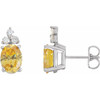 Oval 4 Prong Lightweight Accented Stud Earrings Mounting in 14 Karat White Gold for Oval Stone, 0.9 grams
