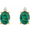 Oval 4 Prong Accented Stud Earrings Mounting in 14 Karat Yellow Gold for Oval Stone, 0.83 grams