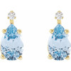 Pear 4 Prong Lightweight Accented Stud Earrings Mounting in 14 Karat Yellow Gold for Pear shape Stone, 0.83 grams
