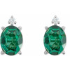 Oval 4 Prong Accented Stud Earrings Mounting in 14 Karat White Gold for Oval Stone, 0.82 grams