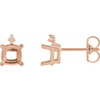 Cushion 4 Prong Earrings Mounting in 14 Karat Rose Gold for Cushion Stone, 1.07 grams