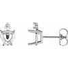 Heart 4 Prong Accented Stud Earrings Mounting in Platinum for Heart shape Stone, 1.22 grams