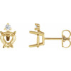 Heart 4 Prong Accented Stud Earrings Mounting in 14 Karat Yellow Gold for Heart shape Stone, 0.82 grams
