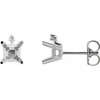 Square 4 Prong Accented Stud Earrings Mounting in Platinum for Square Stone, 1.68 grams