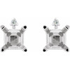 Square 4 Prong Accented Stud Earrings Mounting in 14 Karat White Gold for Square Stone, 1.11 grams