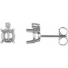 Round 4 Prong Accented Cabochon Earrings Mounting in 14 Karat White Gold for Round Stone, 0.9 grams