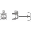 Round 4 Prong Accented Cabochon Earrings Mounting in Platinum for Round Stone, 1.35 grams