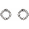 Round 4 Prong Halo Style Earrings Mounting in 18 Karat White Gold for Round Stone, 2.52 grams