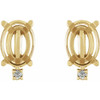 Oval 4 Prong Accented Cabochon Earrings Mounting in 14 Karat Yellow Gold for Oval Stone, 1.1 grams