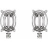 Oval 4 Prong Accented Cabochon Earrings Mounting in 14 Karat White Gold for Oval Stone, 1.08 grams