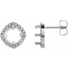Cushion 4 Prong Halo Style Earrings Mounting in 18 Karat White Gold for Cushion Stone, 2.47 grams
