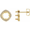 Cushion 4 Prong Halo Style Earrings Mounting in 18 Karat Yellow Gold for Cushion Stone, 2.6 grams
