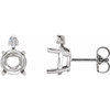 Round 4 Prong Accented Stud Earrings Mounting in 18 Karat White Gold for Round Stone, 0.89 grams