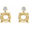 Round 4 Prong Accented Stud Earrings Mounting in 18 Karat Yellow Gold for Round Stone, 0.92 grams