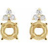 Round 4 Prong Accented Stud Earrings Mounting in 18 Karat Yellow Gold for Round Stone, 1.08 grams
