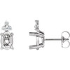 Oval 4 Prong Lightweight Accented Stud Earrings Mounting in 18 Karat White Gold for Oval Stone, 1.05 grams
