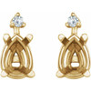Pear 4 Prong Lightweight Accented Stud Earrings Mounting in 18 Karat Yellow Gold for Pear shape Stone, 1 grams