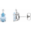Pear 4 Prong Lightweight Accented Stud Earrings Mounting in 18 Karat White Gold for Pear shape Stone, 0.96 grams