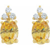 Oval 4 Prong Lightweight Accented Stud Earrings Mounting in 18 Karat Yellow Gold for Oval Stone, 1.1 grams