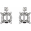 Round 4 Prong Accented Cabochon Earrings Mounting in 18 Karat White Gold for Round Stone, 1.05 grams