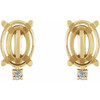 Oval 4 Prong Accented Cabochon Earrings Mounting in 18 Karat Yellow Gold for Oval Stone, 1.31 grams