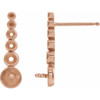 Accented Pearl Earrings Mounting in 14 Karat Rose Gold for Pearl Stone, 0.65 grams