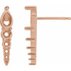 Accented Bar Earrings Mounting in 14 Karat Rose Gold for Pear shape Stone, 0.67 grams