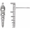 Accented Bar Earrings Mounting in Sterling Silver for Pear shape Stone, 0.53 grams