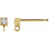 Square Bezel Set Earring Top Mounting in 14 Karat Yellow Gold for Square Stone, 0.16 grams