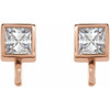 Square Bezel Set Earring Top Mounting in 14 Karat Rose Gold for Square Stone, 0.16 grams
