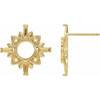 Accented Celestial Earrings Mounting in 14 Karat Yellow Gold for Tapered baguette Stone, 1.34 grams