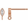Marquise Bezel Set Earring Top Mounting in 14 Karat Rose Gold for Marquise Stone, 0.17 grams