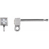 Square Bezel Set Earring Top Mounting in Platinum for Square Stone, 0.23 grams