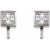 Square Bezel Set Earring Top Mounting in Platinum for Square Stone, 0.23 grams