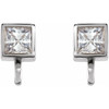 Square Bezel Set Earring Top Mounting in Platinum for Square Stone, 0.23 grams