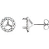 Round French Set Halo Style Earrings Mounting in Platinum for Round Stone, 1.55 grams