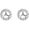 Round French Set Halo Style Earrings Mounting in Platinum for Round Stone, 1.55 grams