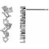 Scattered Bar Earrings Mounting in 14 Karat White Gold for Straight baguette Stone, 0.63 grams