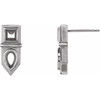 Geometric Bar Earrings Mounting in Platinum for Pear Stone, 2.45 grams
