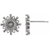 Halo Style Stud Pearl Earrings Mounting in Sterling Silver for Pearl Stone, 0.75 grams