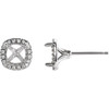 Square Halo Style Earrings Mounting in Platinum for Square Stone, 0.74 grams