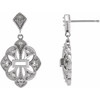 Vintage Inspired Earrings Mounting in Platinum for Straight baguette Stone, 2.92 grams