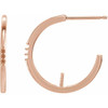 Pearl Hoop Earrings Mounting in 14 Karat Rose Gold for Pearl Stone, 1.13 grams