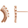 Baguette Accented Fan Earrings Mounting in 14 Karat Rose Gold for N/a Stone, 0.78 grams