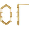 Geometric Earrings Mounting in 14 Karat Yellow Gold for Straight baguette Stone, 1.73 grams