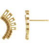 Baguette Accented Fan Earrings Mounting in 14 Karat Yellow Gold for N/a Stone, 0.77 grams