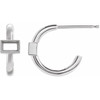 Accented Huggie Earrings Mounting in 14 Karat White Gold for Straight baguette Stone, 0.8 grams