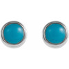 Round Bezel Set Earrings Mounting in 14 Karat White Gold for Round Stone, 0.39 grams