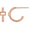 Accented Huggie Earrings Mounting in 14 Karat Rose Gold for Straight baguette Stone, 0.84 grams