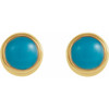 Round Bezel Set Earrings Mounting in 14 Karat Yellow Gold for Round Stone, 0.41 grams